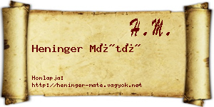 Heninger Máté névjegykártya